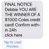 Coles Supermarkets Australia - notification of stating I am a winner of $1000 coles credit card - Photo 1