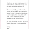 Fashion Nova - flagged my order