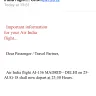 Air India - flight cancellation need compensation for additional costs - Photo 1