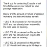 Expedia - missing expedia refund of usd 392.20