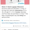 Swiss International Air Lines - carry on size misleading information