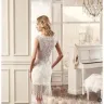 JuneBridals - jewel-neck short wedding dress with draping decorations and elusive back