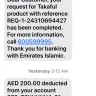 Emirates Islamic Bank - aed 200/- deducted from my account on 28-10-2019