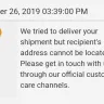 LBC Express - unable to locate recipient's address