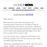 Fashion Nova - Missing refund for damaged package returned to Fashion Nova
