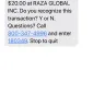 Raza Communications - Extra charge from my debit card