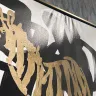 Overstock.com - Oliver gal 'modern safari zebra' abstract wall art framed canvas print paint - black, gold option: 54 x 36 - gold