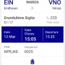 WIZZ Air - Flight date: 2024-03-04 Flight number: W68025 Flight date: 2024-03-13 Flight number: W68026