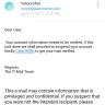 Yahoo! - fake email from yahoo for account verification