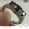 Wish - 3 stone black ladies engagement ring