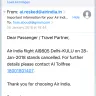 Air India - cancellation of air india flight ai 9805, from del to kuu dated january 28 2018