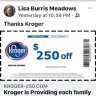 Kroger - facebook survey that gave me a $250 coupon