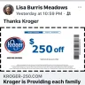 Kroger - facebook survey that gave me a $250 coupon - Photo 1
