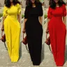 Queenfy - half sleeve solid color dress (red) - Photo 1
