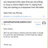 BackwaterReptiles.com - successfully canceled an order, but never received a refund