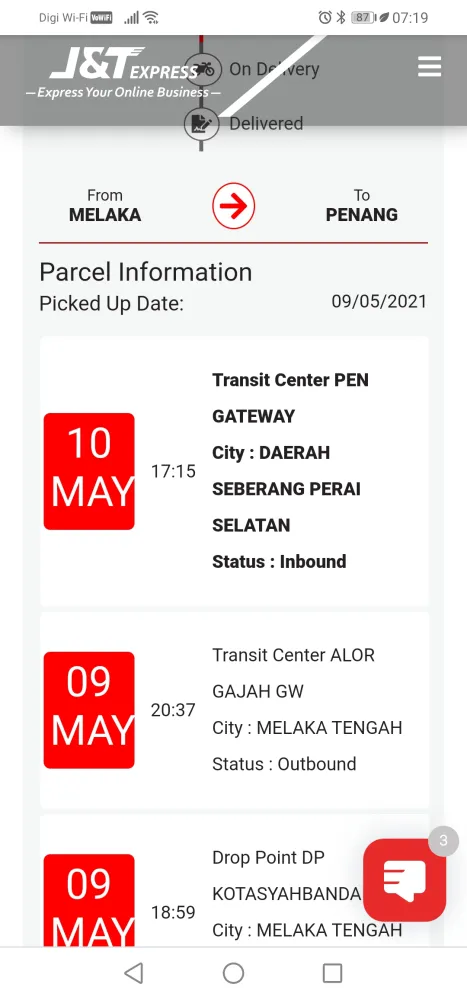 Tengah j&t seberang perai Log On