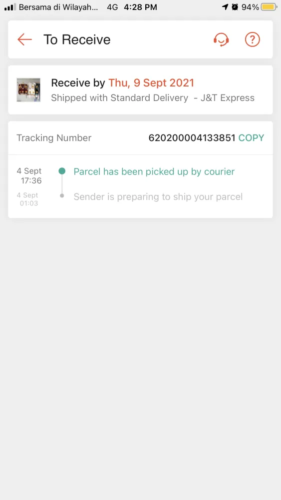 Sender is preparing to ship your parcel