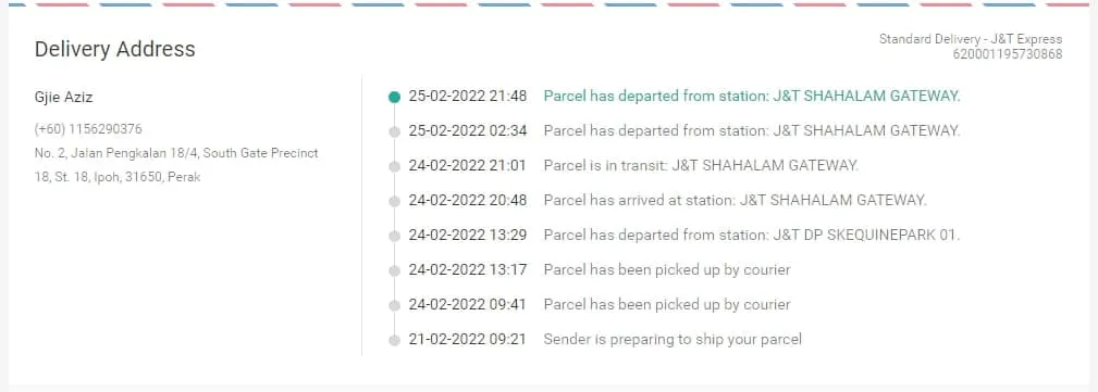 Transit parcel is j&t in Why is