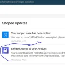 Shopee - Banned / suspended account - Photo 1 - comment #2221337