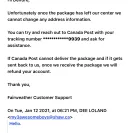 Fairweather - Parcel being returned - Photo 1 - update #2160664