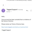 Tagged - email account cancelled - Photo 1 - comment #2163752