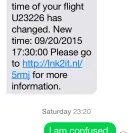 eDreams - text informing me of flight change - Photo 1 - update #1665200