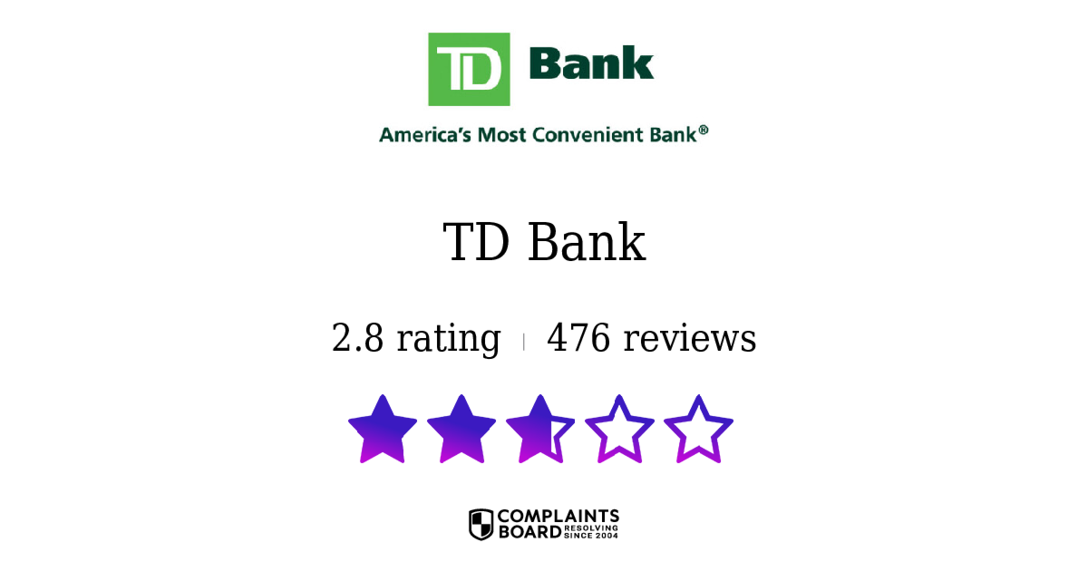 TD Bank Reviews 2024 All You Need to Know ComplaintsBoard